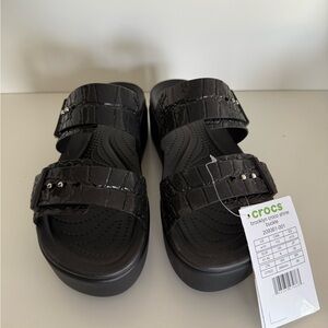 CROCS Brooklyn Black Croco Shine Sandals